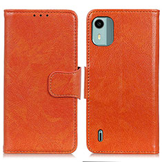 Custodia Portafoglio In Pelle Cover con Supporto N05P per Nokia C12 Arancione