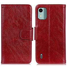 Custodia Portafoglio In Pelle Cover con Supporto N05P per Nokia C12 Plus Rosso