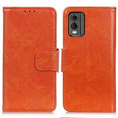 Custodia Portafoglio In Pelle Cover con Supporto N05P per Nokia C210 Arancione