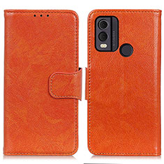 Custodia Portafoglio In Pelle Cover con Supporto N05P per Nokia C22 Arancione