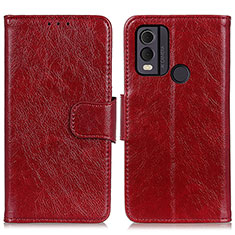 Custodia Portafoglio In Pelle Cover con Supporto N05P per Nokia C22 Rosso