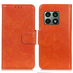 Custodia Portafoglio In Pelle Cover con Supporto N05P per OnePlus 10 Pro 5G Arancione