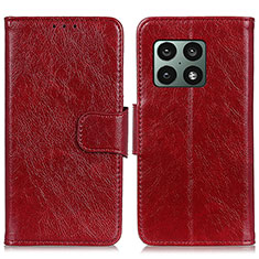 Custodia Portafoglio In Pelle Cover con Supporto N05P per OnePlus 10 Pro 5G Rosso