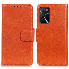 Custodia Portafoglio In Pelle Cover con Supporto N05P per Oppo A54s Arancione