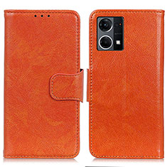 Custodia Portafoglio In Pelle Cover con Supporto N05P per Oppo F21 Pro 4G Arancione