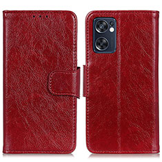 Custodia Portafoglio In Pelle Cover con Supporto N05P per Oppo Reno7 SE 5G Rosso