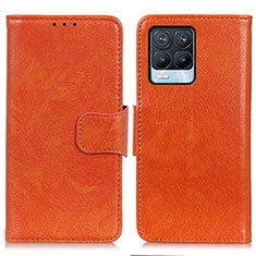 Custodia Portafoglio In Pelle Cover con Supporto N05P per Realme 8 Pro Arancione