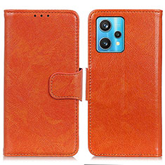 Custodia Portafoglio In Pelle Cover con Supporto N05P per Realme 9 Pro+ Plus 5G Arancione
