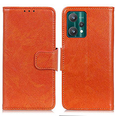 Custodia Portafoglio In Pelle Cover con Supporto N05P per Realme V25 5G Arancione