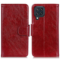 Custodia Portafoglio In Pelle Cover con Supporto N05P per Samsung Galaxy M32 4G Rosso