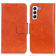 Custodia Portafoglio In Pelle Cover con Supporto N05P per Samsung Galaxy S21 5G Arancione
