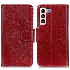 Custodia Portafoglio In Pelle Cover con Supporto N05P per Samsung Galaxy S21 FE 5G Rosso