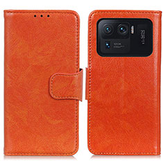 Custodia Portafoglio In Pelle Cover con Supporto N05P per Xiaomi Mi 11 Ultra 5G Arancione