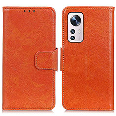 Custodia Portafoglio In Pelle Cover con Supporto N05P per Xiaomi Mi 12 5G Arancione