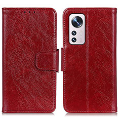 Custodia Portafoglio In Pelle Cover con Supporto N05P per Xiaomi Mi 12 Pro 5G Rosso