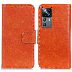 Custodia Portafoglio In Pelle Cover con Supporto N05P per Xiaomi Mi 12T Pro 5G Arancione