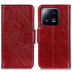 Custodia Portafoglio In Pelle Cover con Supporto N05P per Xiaomi Mi 13 5G Rosso