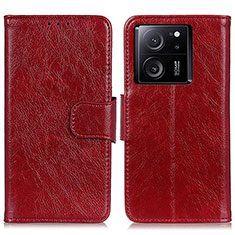Custodia Portafoglio In Pelle Cover con Supporto N05P per Xiaomi Mi 13T 5G Rosso