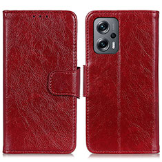 Custodia Portafoglio In Pelle Cover con Supporto N05P per Xiaomi Poco F5 5G Rosso