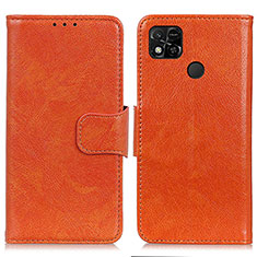 Custodia Portafoglio In Pelle Cover con Supporto N05P per Xiaomi Redmi 9C NFC Arancione