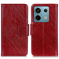 Custodia Portafoglio In Pelle Cover con Supporto N05P per Xiaomi Redmi Note 13 Pro 5G Rosso