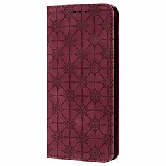 Custodia Portafoglio In Pelle Cover con Supporto N06 per Samsung Galaxy Note 20 5G Rosso Rosa