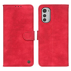 Custodia Portafoglio In Pelle Cover con Supporto N06P per Motorola Moto E32 Rosso