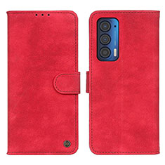 Custodia Portafoglio In Pelle Cover con Supporto N06P per Motorola Moto Edge (2021) 5G Rosso