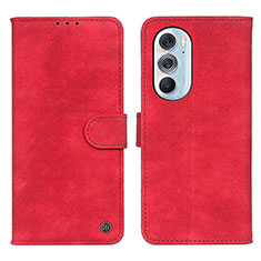Custodia Portafoglio In Pelle Cover con Supporto N06P per Motorola Moto Edge 30 Pro 5G Rosso