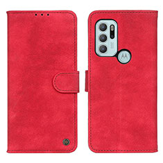 Custodia Portafoglio In Pelle Cover con Supporto N06P per Motorola Moto G60s Rosso