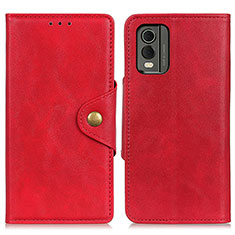 Custodia Portafoglio In Pelle Cover con Supporto N06P per Nokia C210 Rosso
