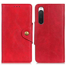 Custodia Portafoglio In Pelle Cover con Supporto N06P per Sony Xperia 10 IV Rosso