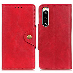 Custodia Portafoglio In Pelle Cover con Supporto N06P per Sony Xperia 5 IV Rosso