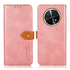 Custodia Portafoglio In Pelle Cover con Supporto N07P per Huawei Nova Y91 Rosa