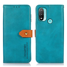 Custodia Portafoglio In Pelle Cover con Supporto N07P per Motorola Moto E20 Ciano