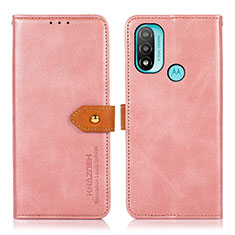 Custodia Portafoglio In Pelle Cover con Supporto N07P per Motorola Moto E20 Rosa