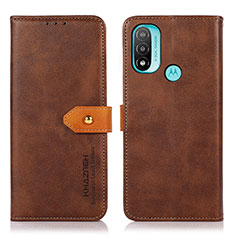 Custodia Portafoglio In Pelle Cover con Supporto N07P per Motorola Moto E30 Marrone