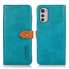 Custodia Portafoglio In Pelle Cover con Supporto N07P per Motorola Moto E32s Ciano