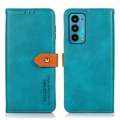 Custodia Portafoglio In Pelle Cover con Supporto N07P per Motorola Moto Edge 20 5G Ciano