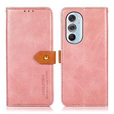 Custodia Portafoglio In Pelle Cover con Supporto N07P per Motorola Moto Edge 30 Pro 5G Rosa