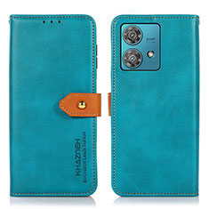 Custodia Portafoglio In Pelle Cover con Supporto N07P per Motorola Moto Edge 40 Neo 5G Ciano