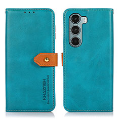 Custodia Portafoglio In Pelle Cover con Supporto N07P per Motorola Moto Edge S30 5G Ciano