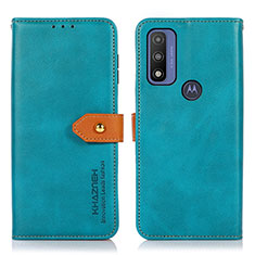 Custodia Portafoglio In Pelle Cover con Supporto N07P per Motorola Moto G Pure Ciano