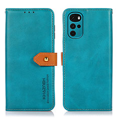 Custodia Portafoglio In Pelle Cover con Supporto N07P per Motorola Moto G22 Ciano