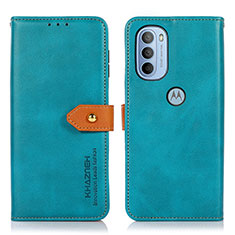 Custodia Portafoglio In Pelle Cover con Supporto N07P per Motorola Moto G31 Ciano