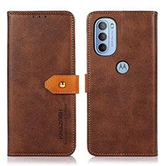 Custodia Portafoglio In Pelle Cover con Supporto N07P per Motorola Moto G41 Marrone
