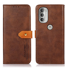 Custodia Portafoglio In Pelle Cover con Supporto N07P per Motorola Moto G51 5G Marrone
