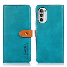 Custodia Portafoglio In Pelle Cover con Supporto N07P per Motorola MOTO G52 Ciano