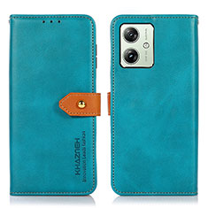 Custodia Portafoglio In Pelle Cover con Supporto N07P per Motorola Moto G54 5G Ciano