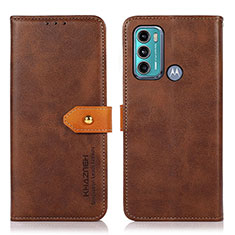 Custodia Portafoglio In Pelle Cover con Supporto N07P per Motorola Moto G60 Marrone